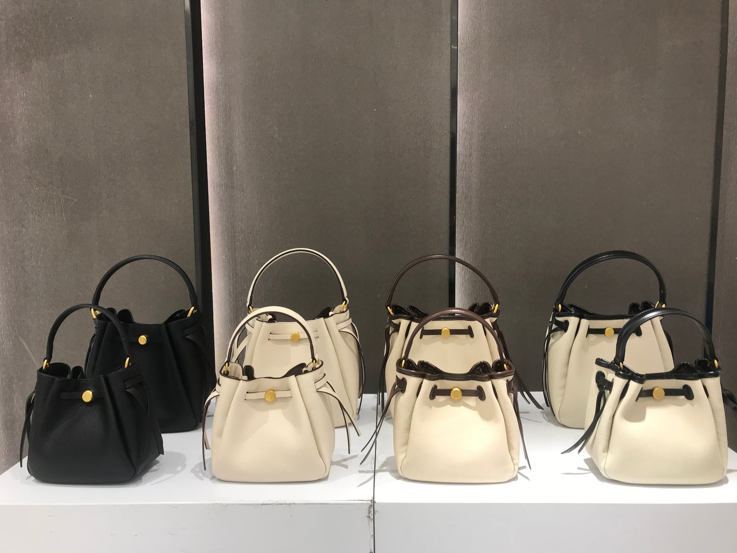 The Luna Bag, Structured Vegan Leather Bucket Bag Top Handle Crossbody by Miravio