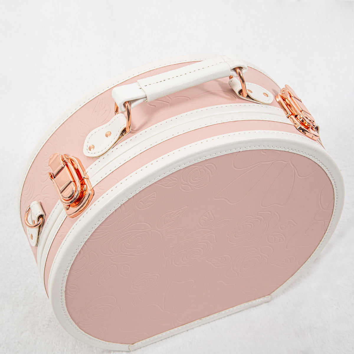 13 Inch Vintage Round Hatbox Handbag Vegan Leather Vanity Cosmetic Travel Case by Miravio