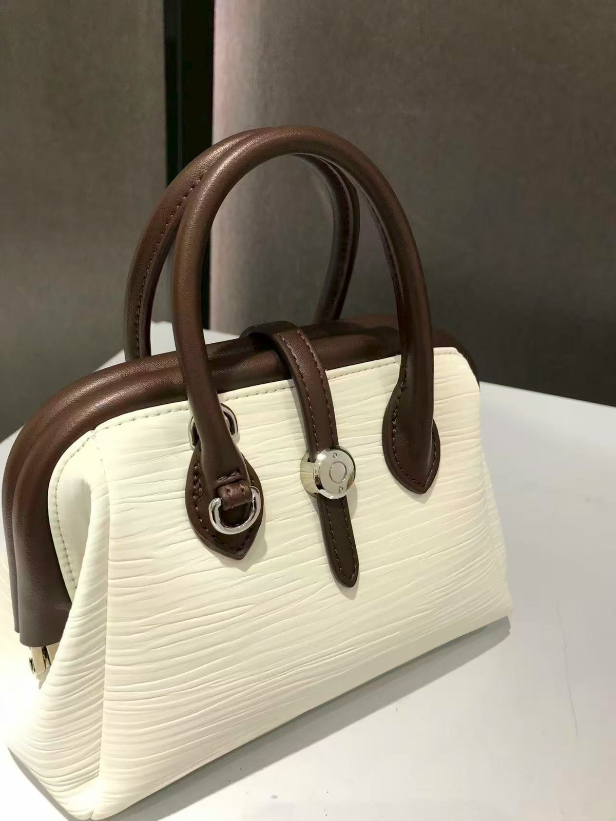 The Audrey Bag, Vegan Leather Structured Top Handle Bag by Miravio