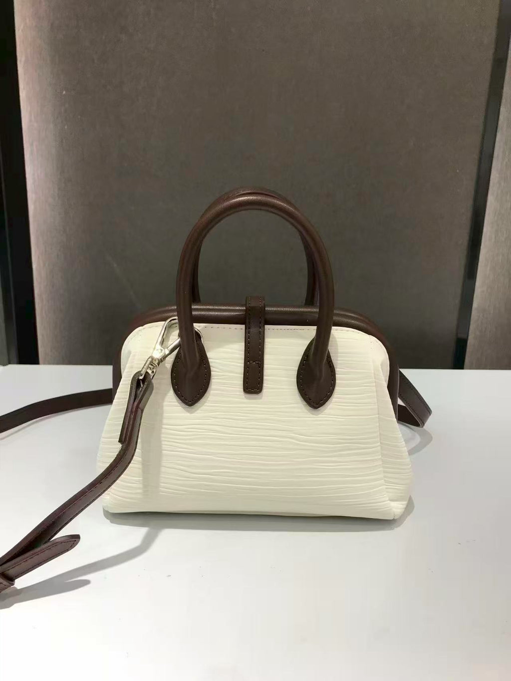 The Audrey Bag, Vegan Leather Structured Top Handle Bag by Miravio