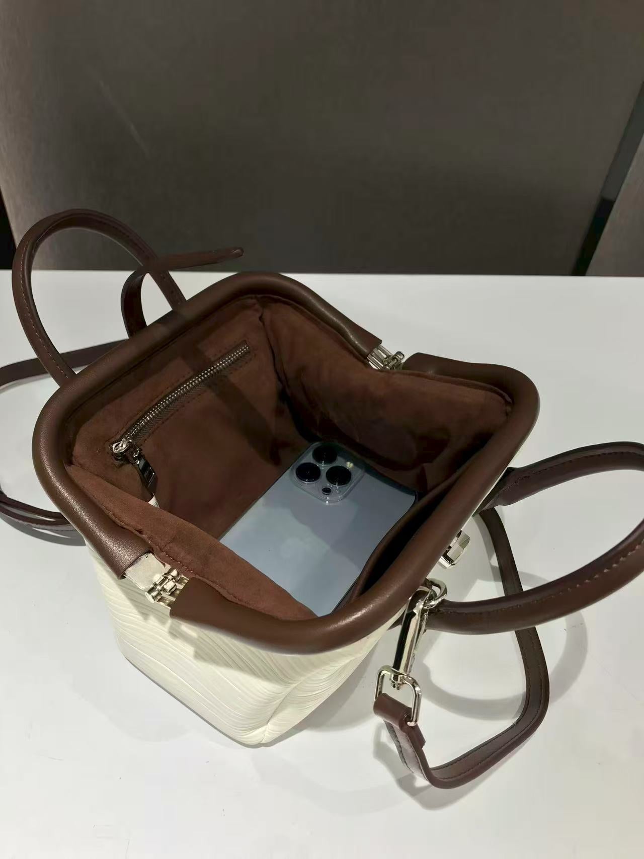 The Audrey Bag, Vegan Leather Structured Top Handle Bag by Miravio