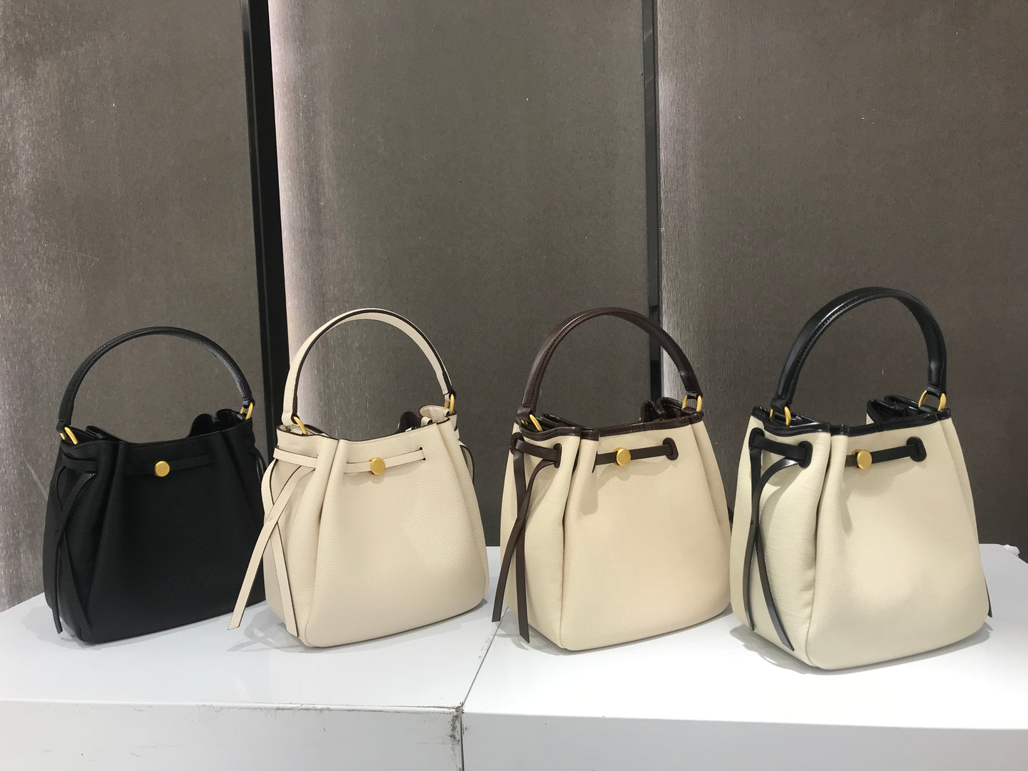 The Luna Bag, Structured Vegan Leather Bucket Bag Top Handle Crossbody by Miravio