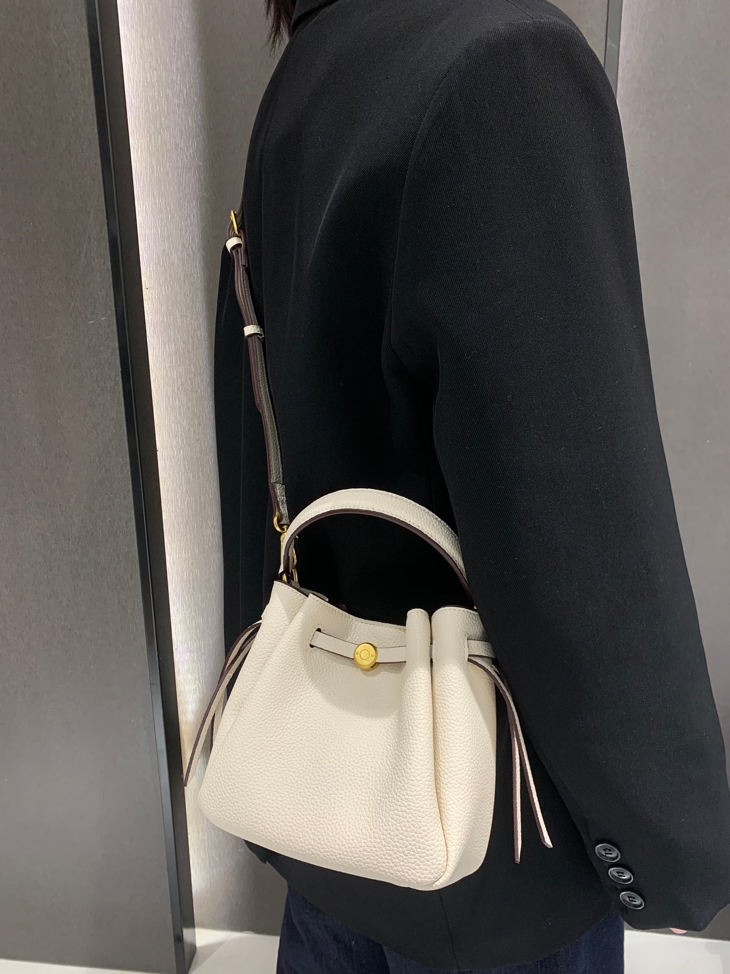 The Luna Bag, Structured Vegan Leather Bucket Bag Top Handle Crossbody by Miravio