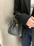 The Luna Bag, Structured Vegan Leather Bucket Bag Top Handle Crossbody by Miravio