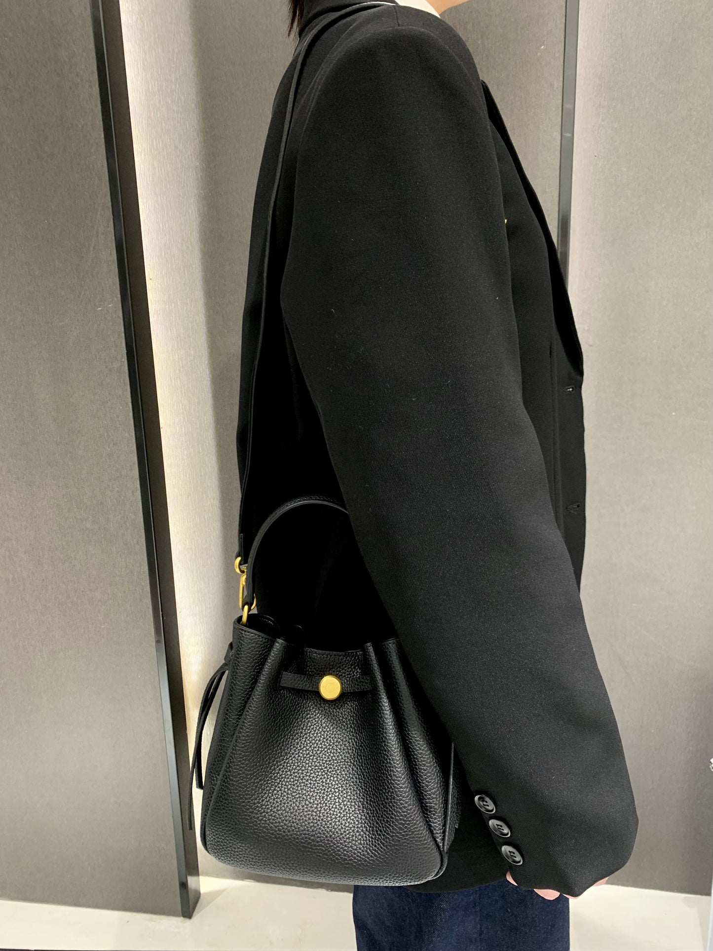 The Luna Bag, Structured Vegan Leather Bucket Bag Top Handle Crossbody by Miravio