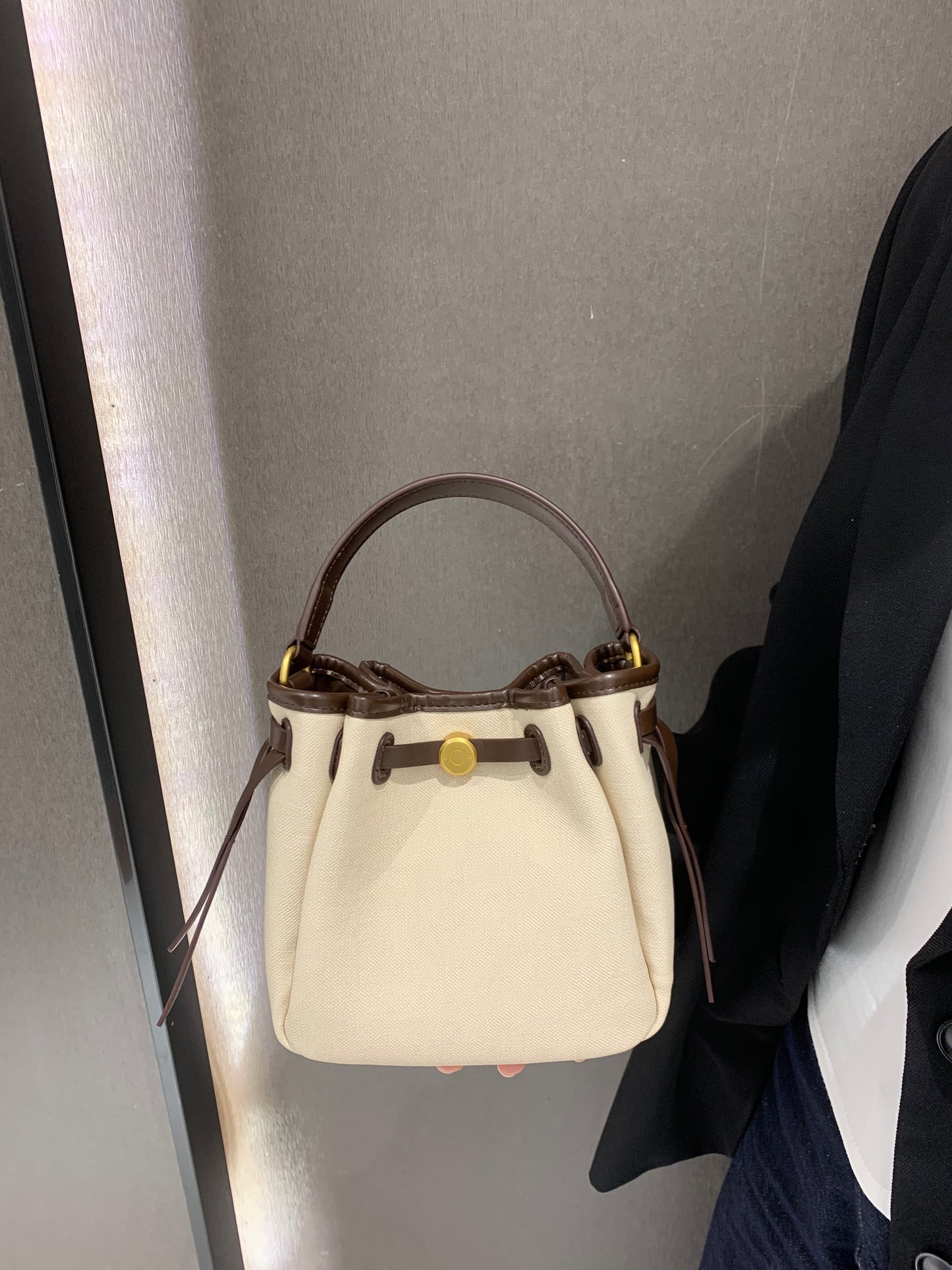 The Luna Bag, Structured Vegan Leather Bucket Bag Top Handle Crossbody by Miravio