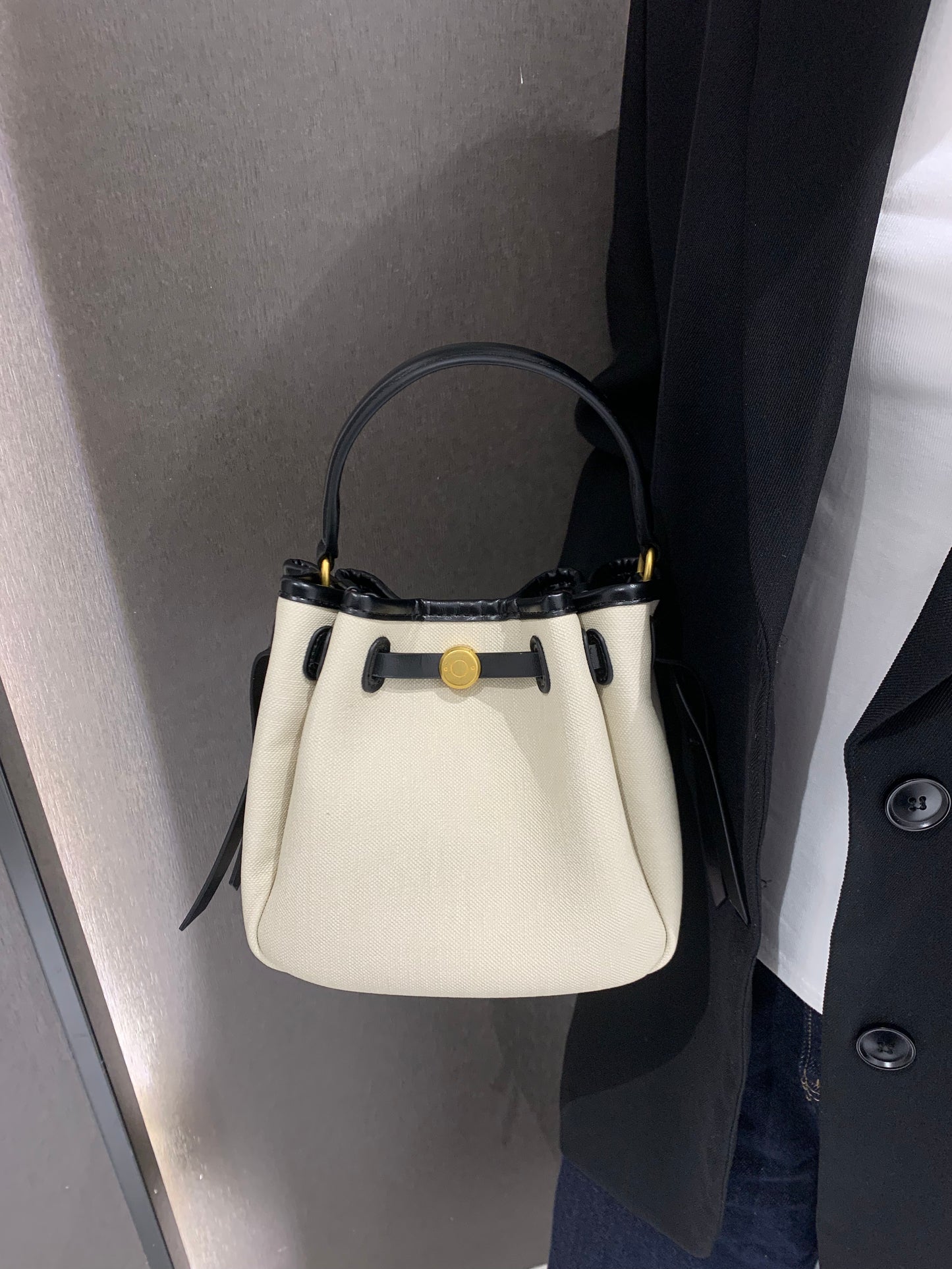 The Luna Bag, Structured Vegan Leather Bucket Bag Top Handle Crossbody by Miravio